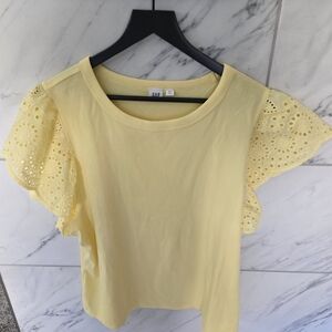 GAP Light Yellow Eyelet Sleeve Blouse